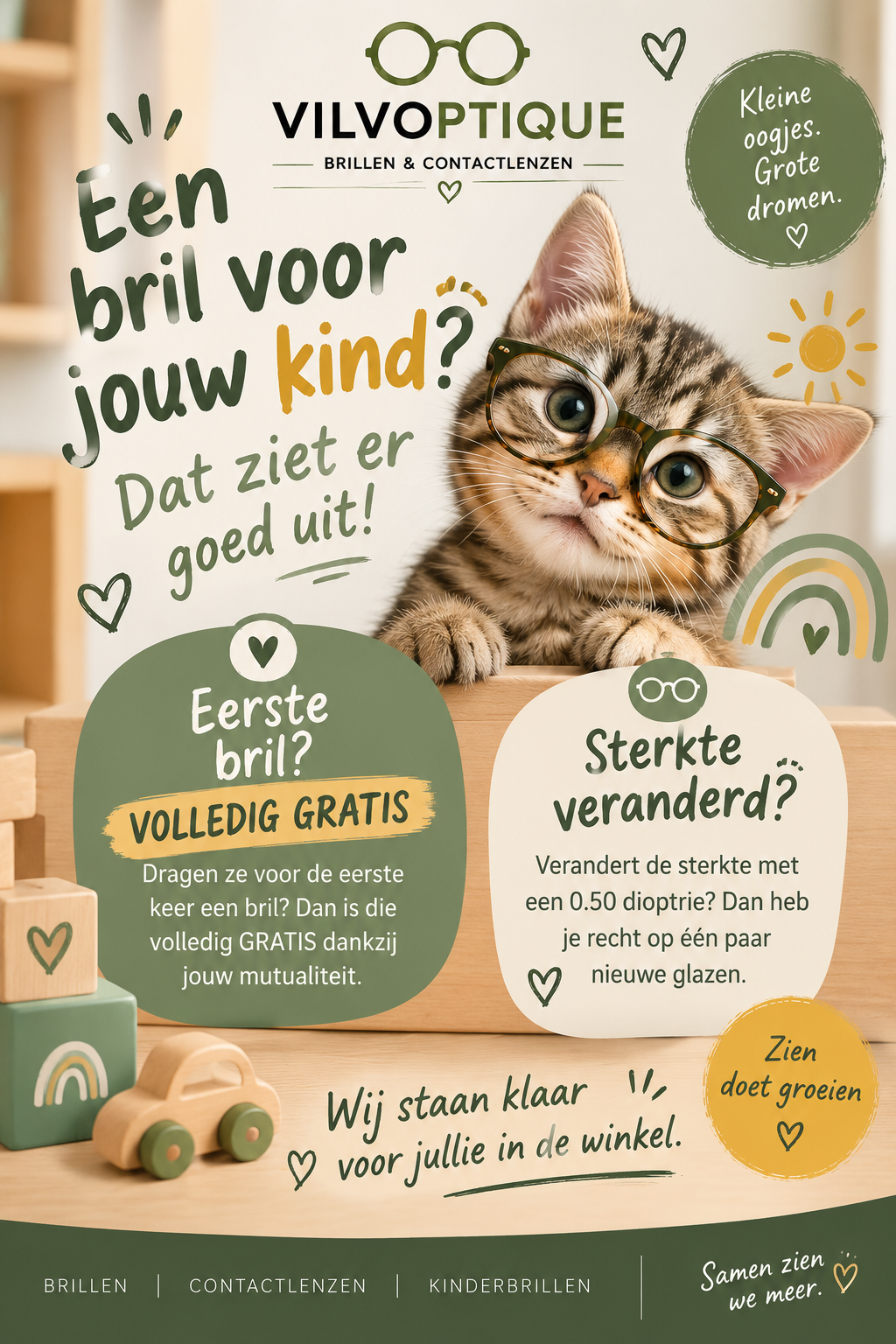 Vilvoptique kinderbrillenposter met kitten